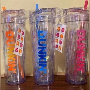 Dunkin Donuts Diamond Iridescent Insulated Tumbler Bundle